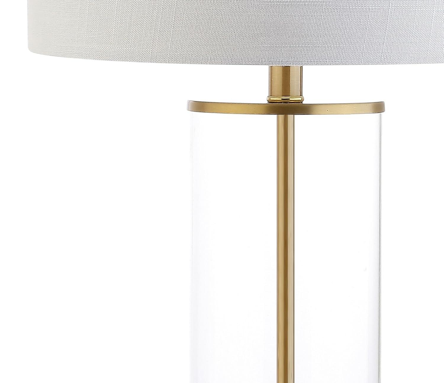 JONATHAN Y Collins 29.25" Glass LED Table Lamp, Brass Gold, JYL2005A