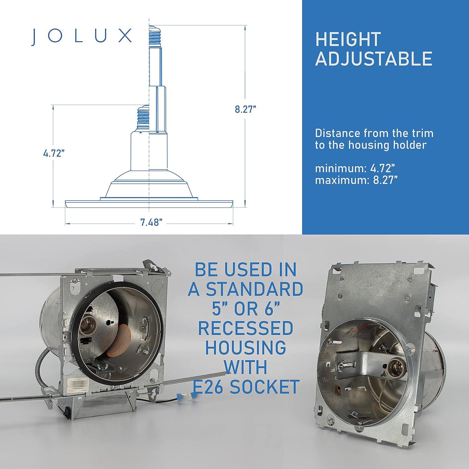 Jolux 5/6 inch LED Can Lights Adjustable Recessed Retrofit Downlight, 12W=60W, 5000K Daylight,800LM, Dimmable, 7.48" Trim Size, Easy Installation,4 Pack