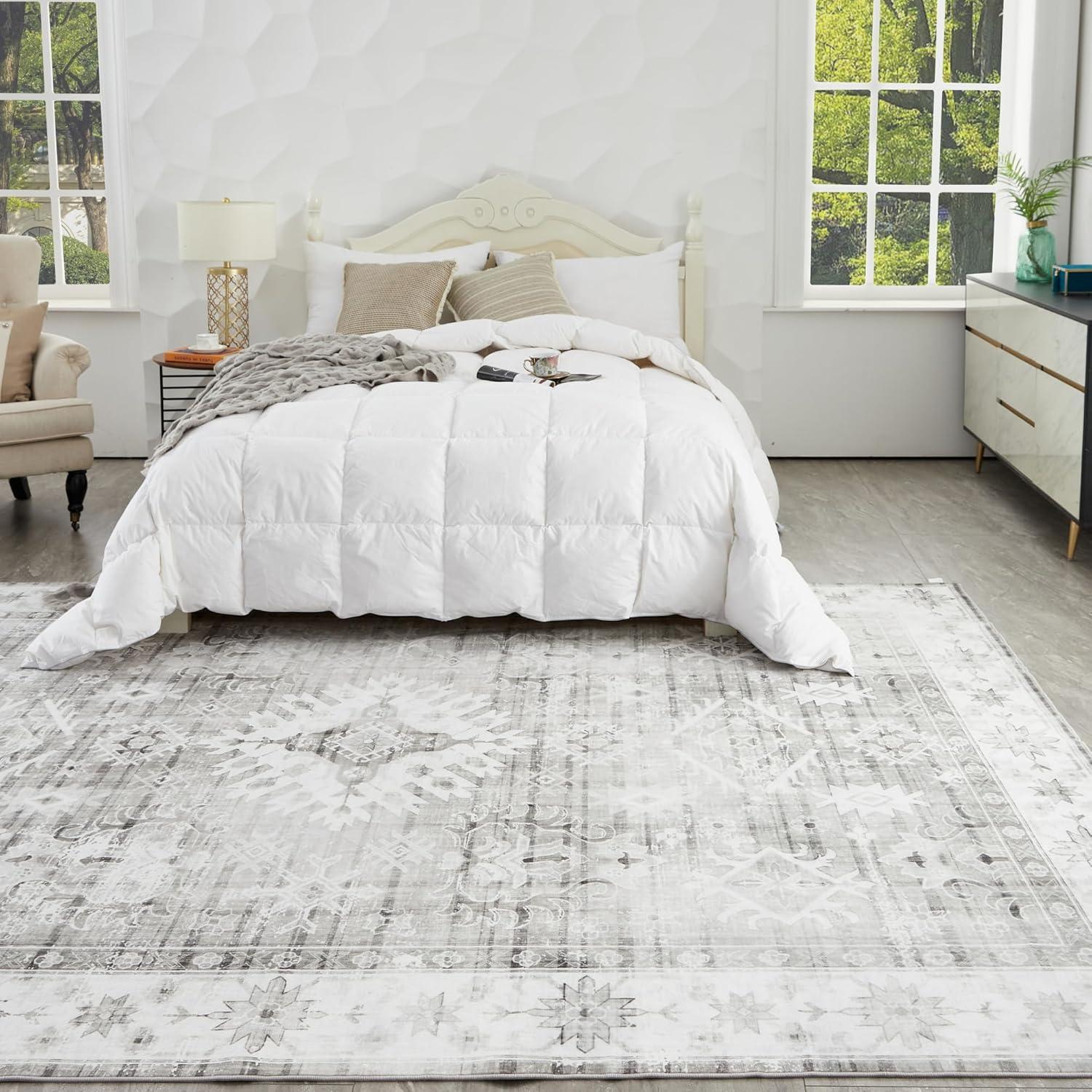 ABYNOW 6x9 Area Rug – Machine Washable, Soft Modern Abstract Carpet for Living Room & Bedroom with Non-Slip Backing, Grey