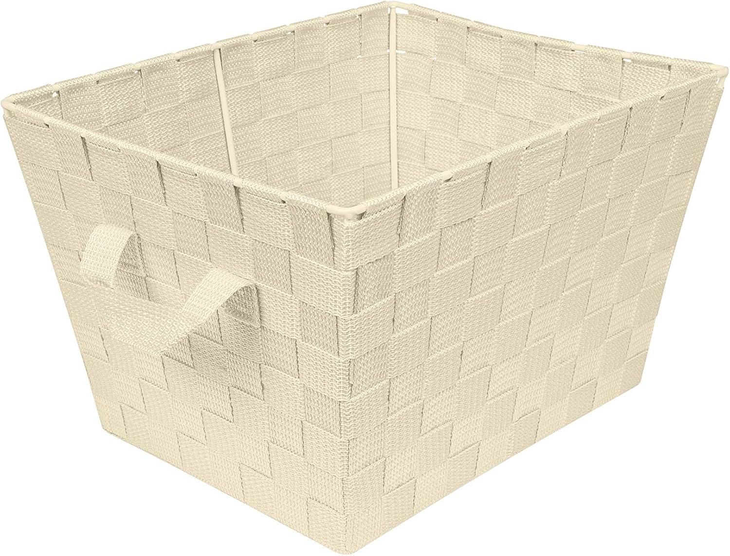 Small Rectangular Off-White Polypropylene Storage Tote