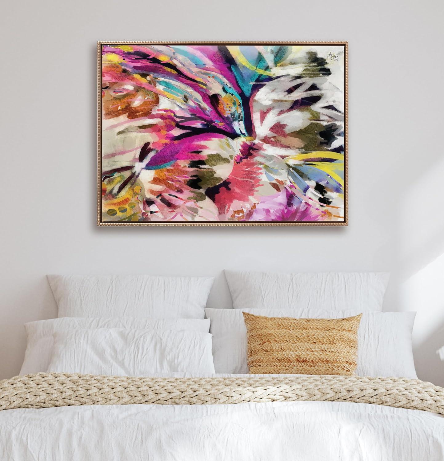 Kate and Laurel Sylvie Beaded Amaze Vintage Framed Canvas Wall Art by Inkheart Designs, 28x38 Gold, Abstract Colorful Wall Art Decor
