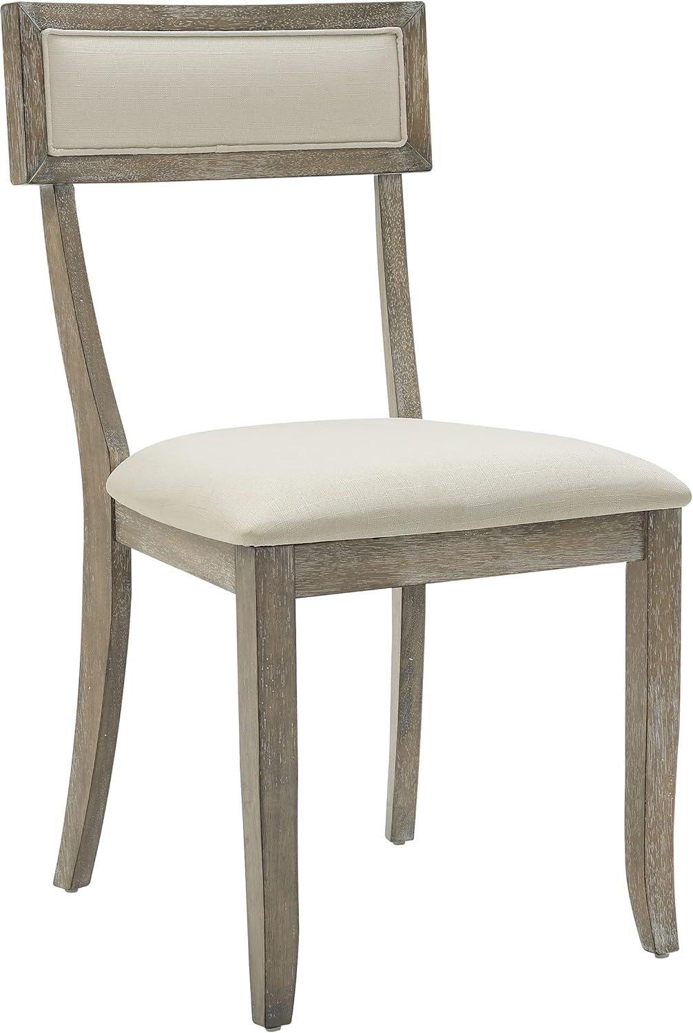 Alessia Rustic Graywash Upholstered Linen Arm Chair