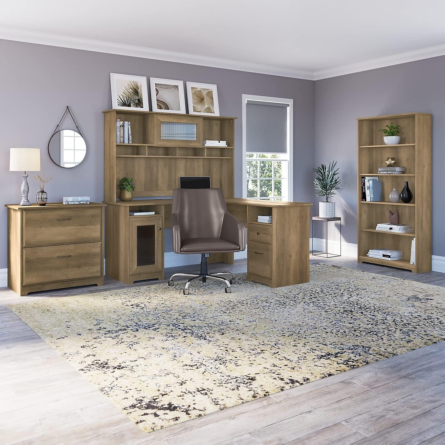 Cabot Modern 60W Hutch with Storage, Fits L Desk or Corner Desk (sold separately) in Reclaimed Pine