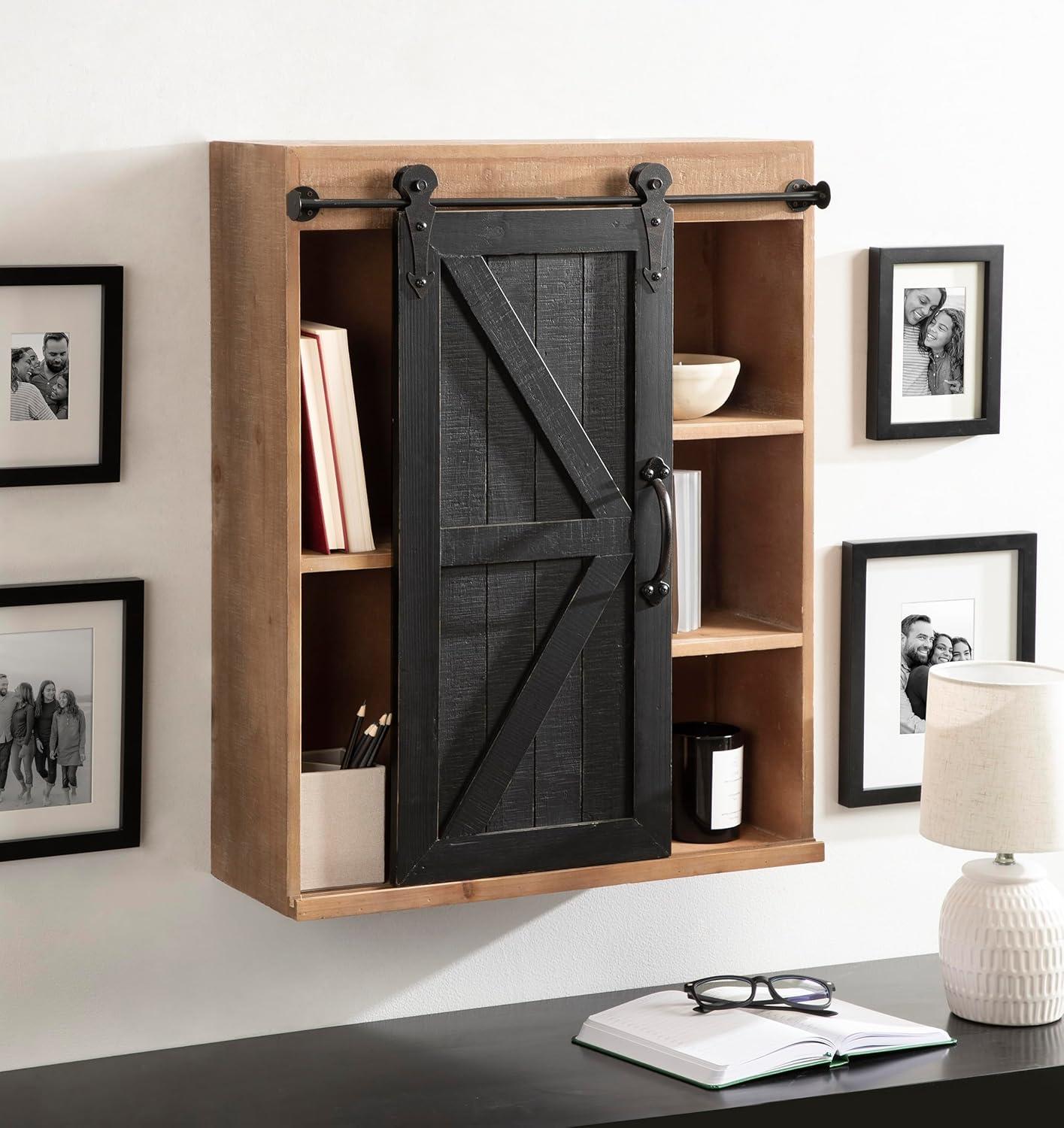 Kate and Laurel Cates Wood Wall Storage Cabinet with Sliding Barn Door