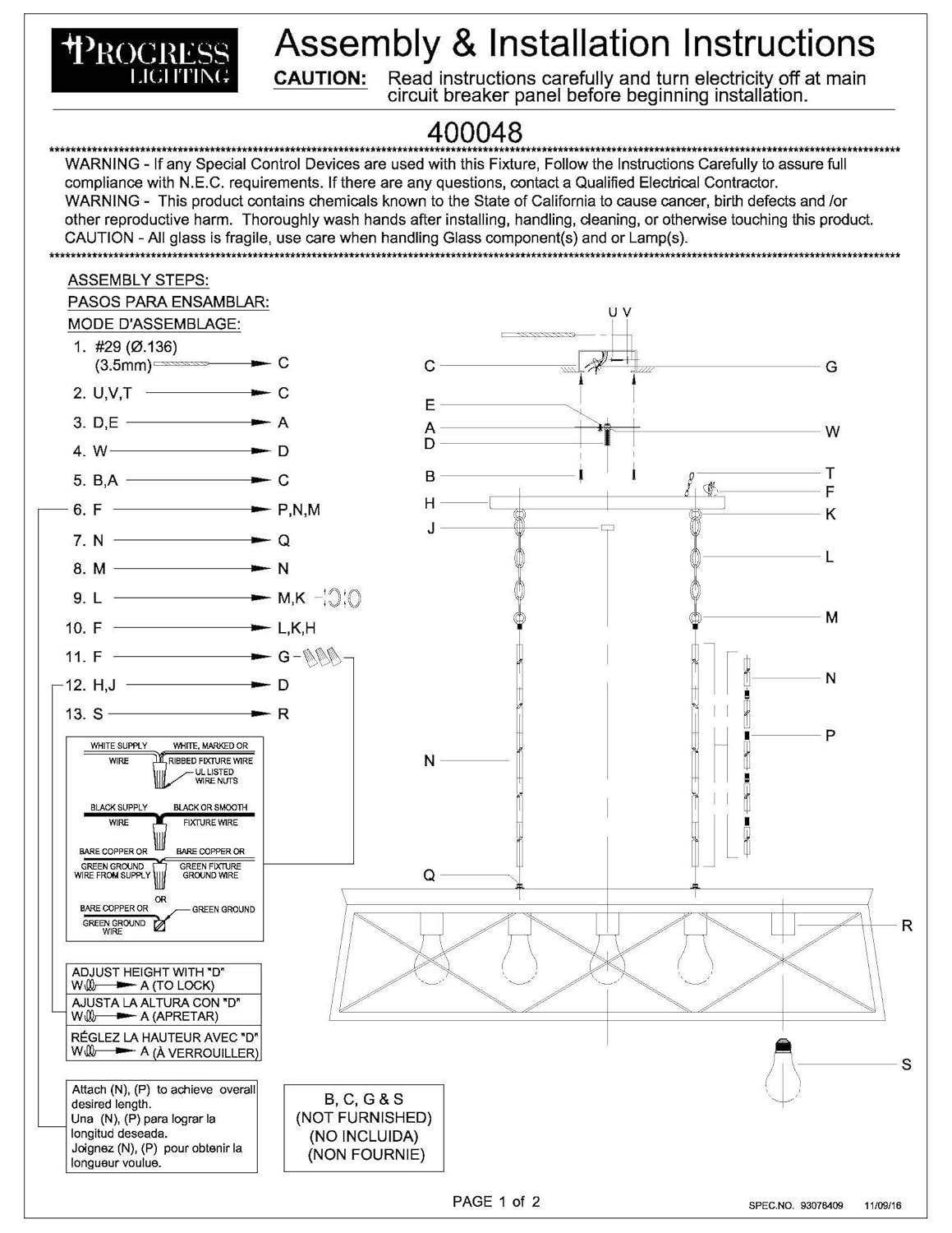 Progress Lighting Briarwood 5-Light Linear Chandelier, Antique Bronze, Faux-Painted Wood Enclosure