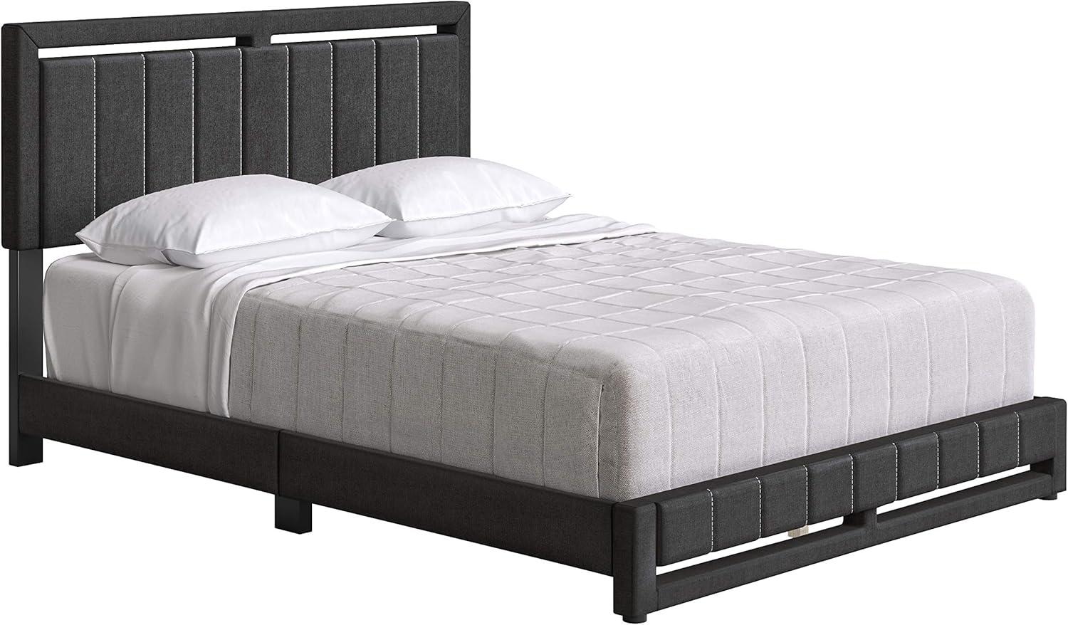 Boyd Sleep Senata Upholstered Linen Platform Bed Black Queen