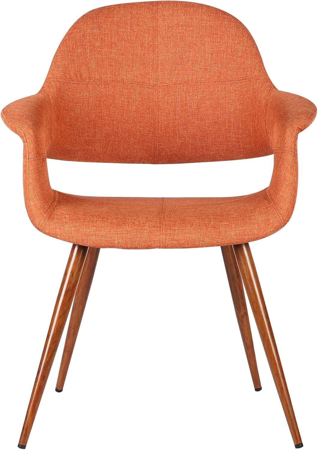 Phoebe Mid-Century Dining Chair Pumpkin - Armen Living: Upholstered, Walnut Legs, 250lb Capacity