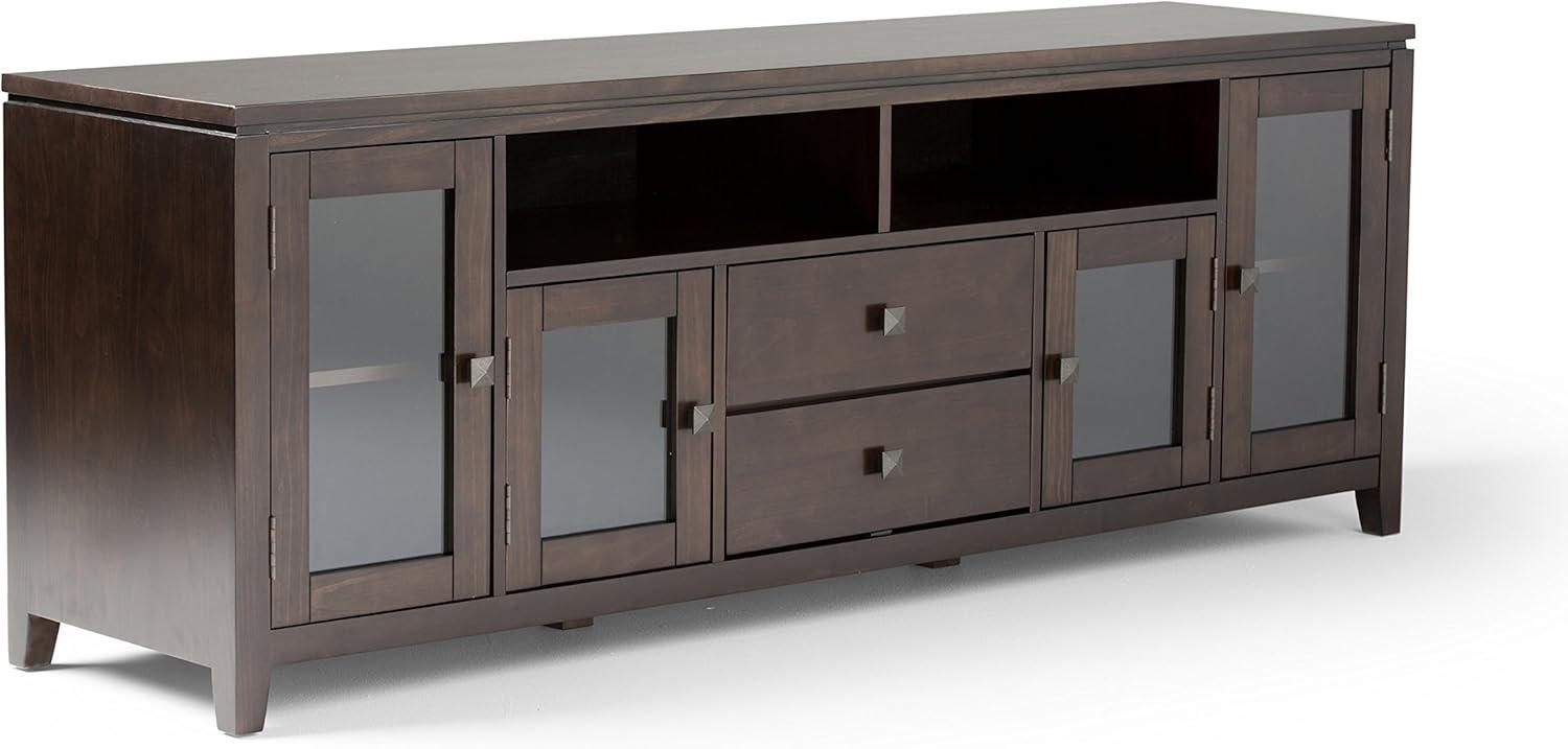 Contemporary Mahogany Brown Solid Wood 72" TV Stand for 80" TVs