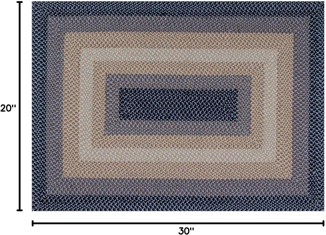Better Trends Woodbridge Rectangular 20" x 30" Braided Rug - Blue