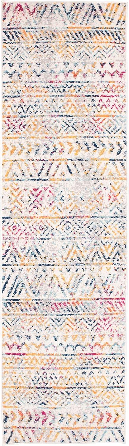 World Rug Gallery Geometric Distressed Bohemian Multicolored 2' x 7' Runner Rug