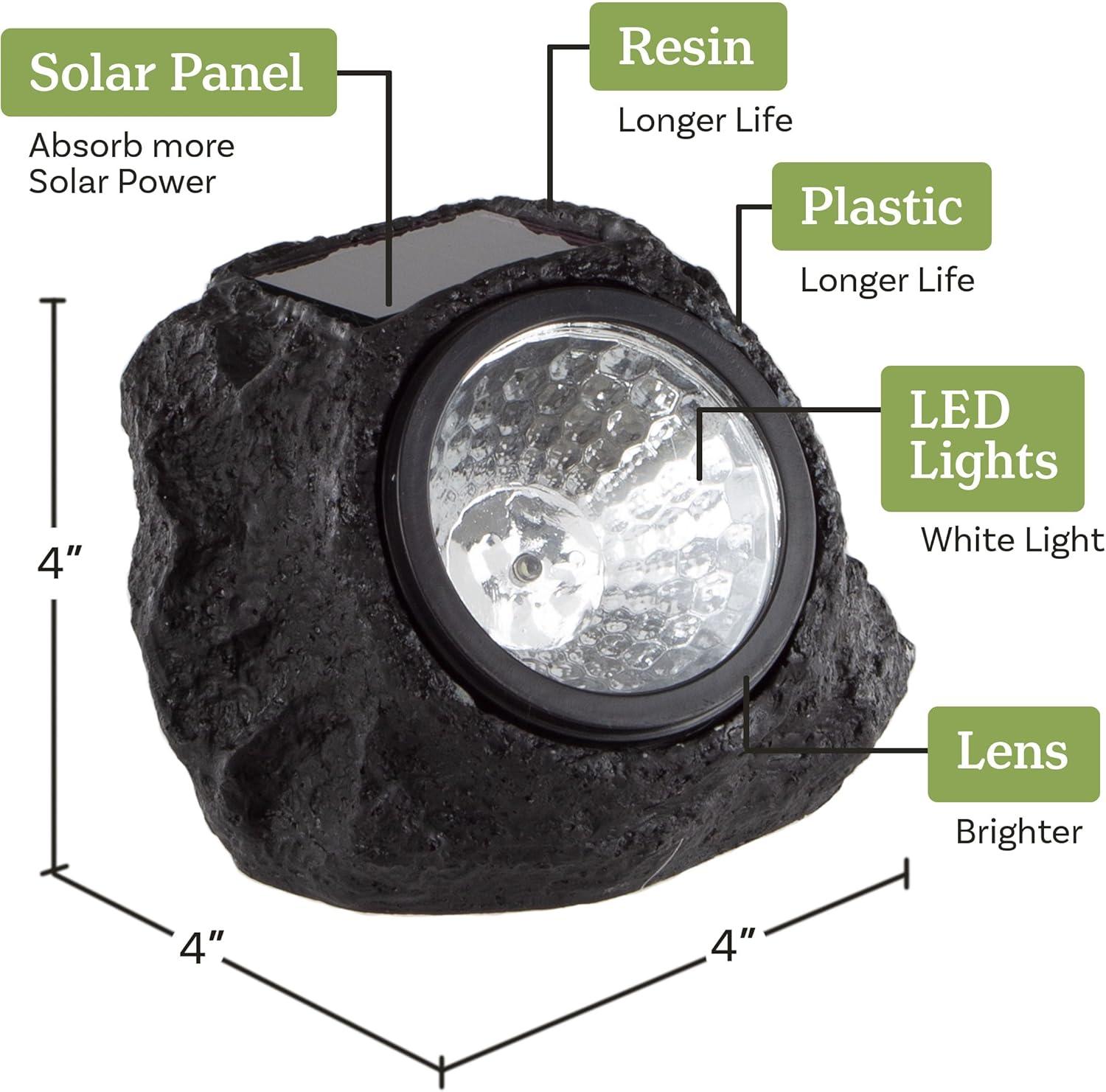 Pure Garden Weather Resistant Solar Rock Lights Outdoor Spot Lights 4-Pack