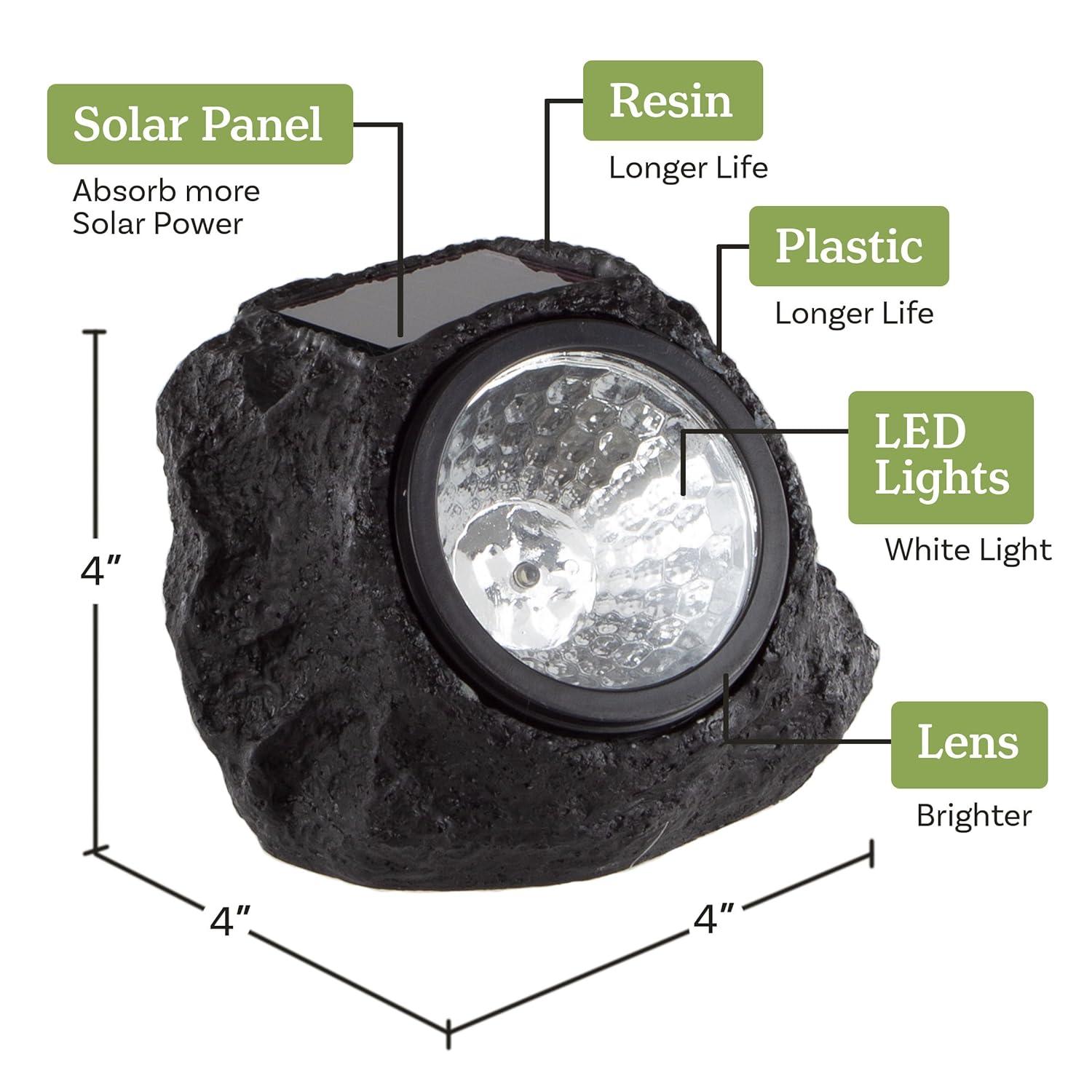 Pure Garden Weather Resistant Solar Rock Lights Outdoor Spot Lights 4-Pack