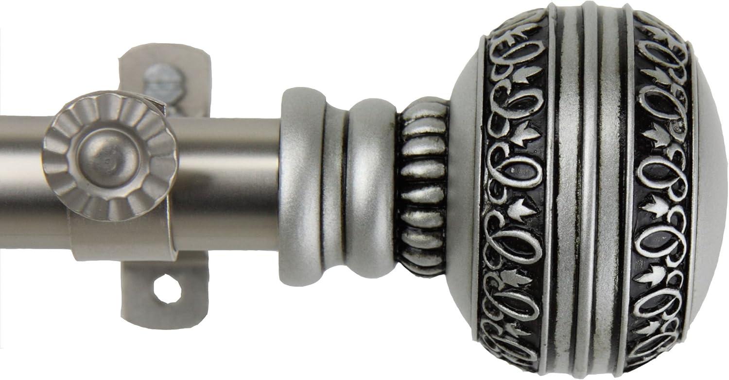 Hart & Harlow Faith 13/16-in 120-in to 170-in Satin nickel Steel Single curtain rod with Finials