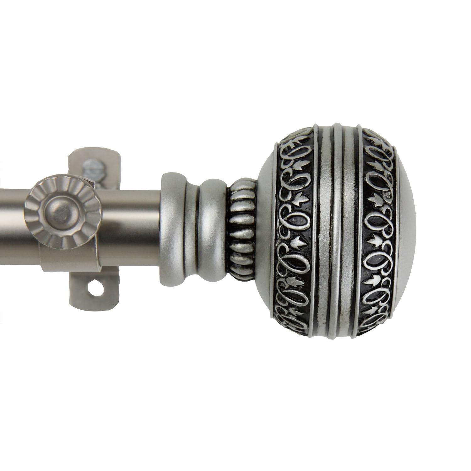 Hart & Harlow Faith 13/16-in 120-in to 170-in Satin nickel Steel Single curtain rod with Finials