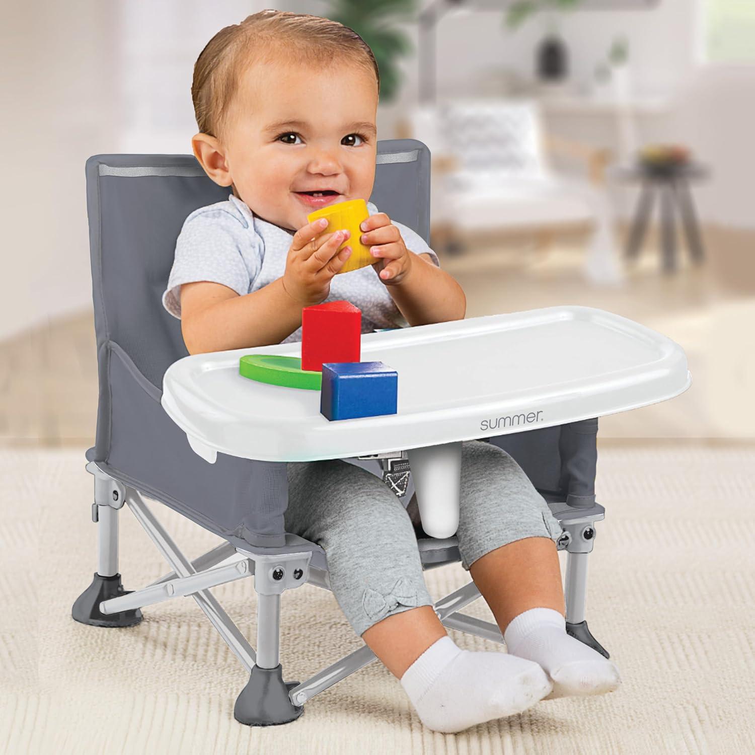 Summer by Ingenuity Pop 'N Sit Portable Infant Booster Seat, Grey, 6+ Months