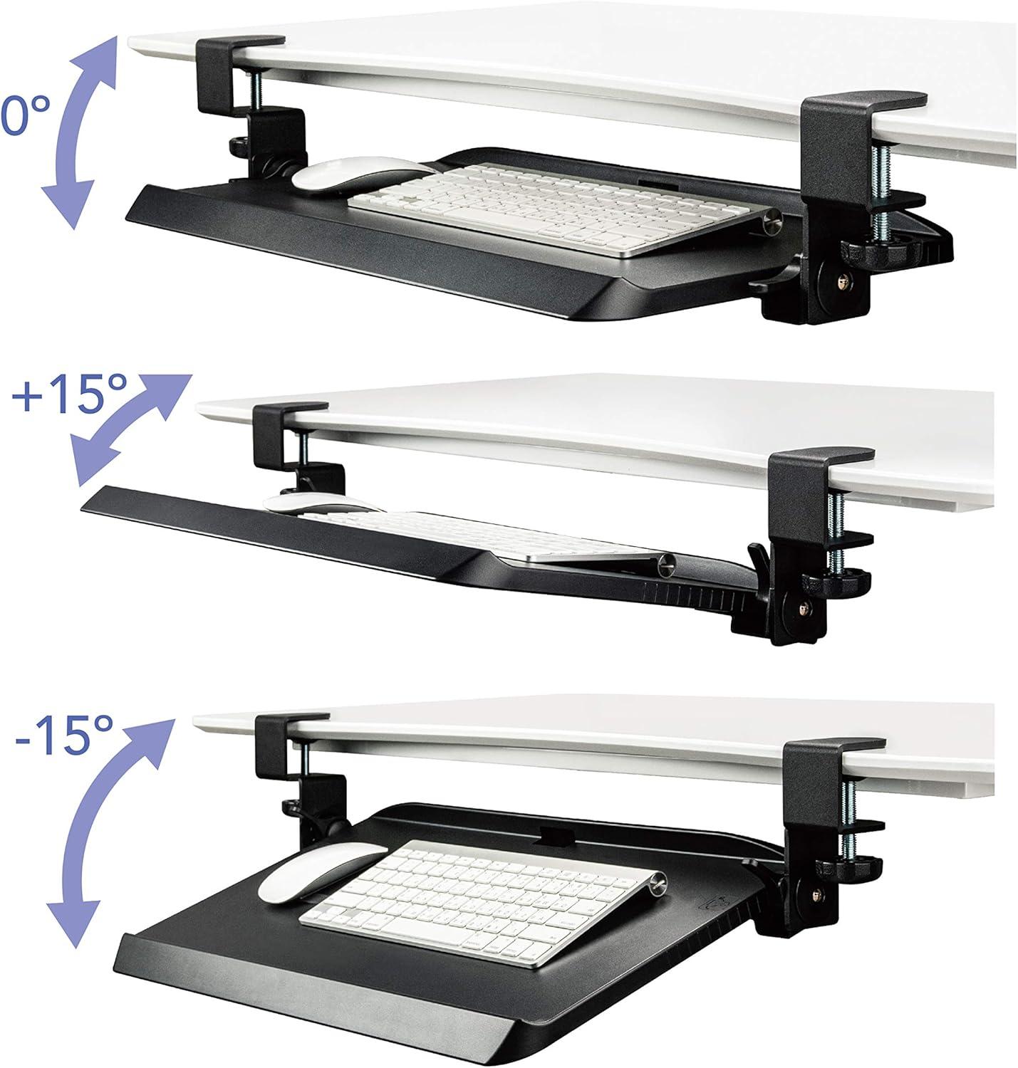 Adjustable Black Desk Mount Tilting Keyboard Tray