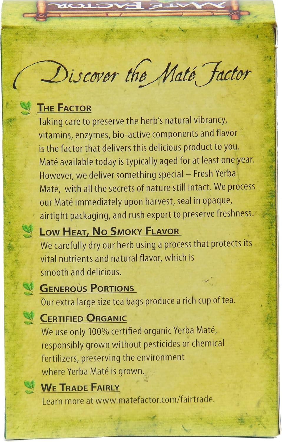 Mate Factor Fresh Green Organic Yerba Mate - Case of 6 - 24 Bags