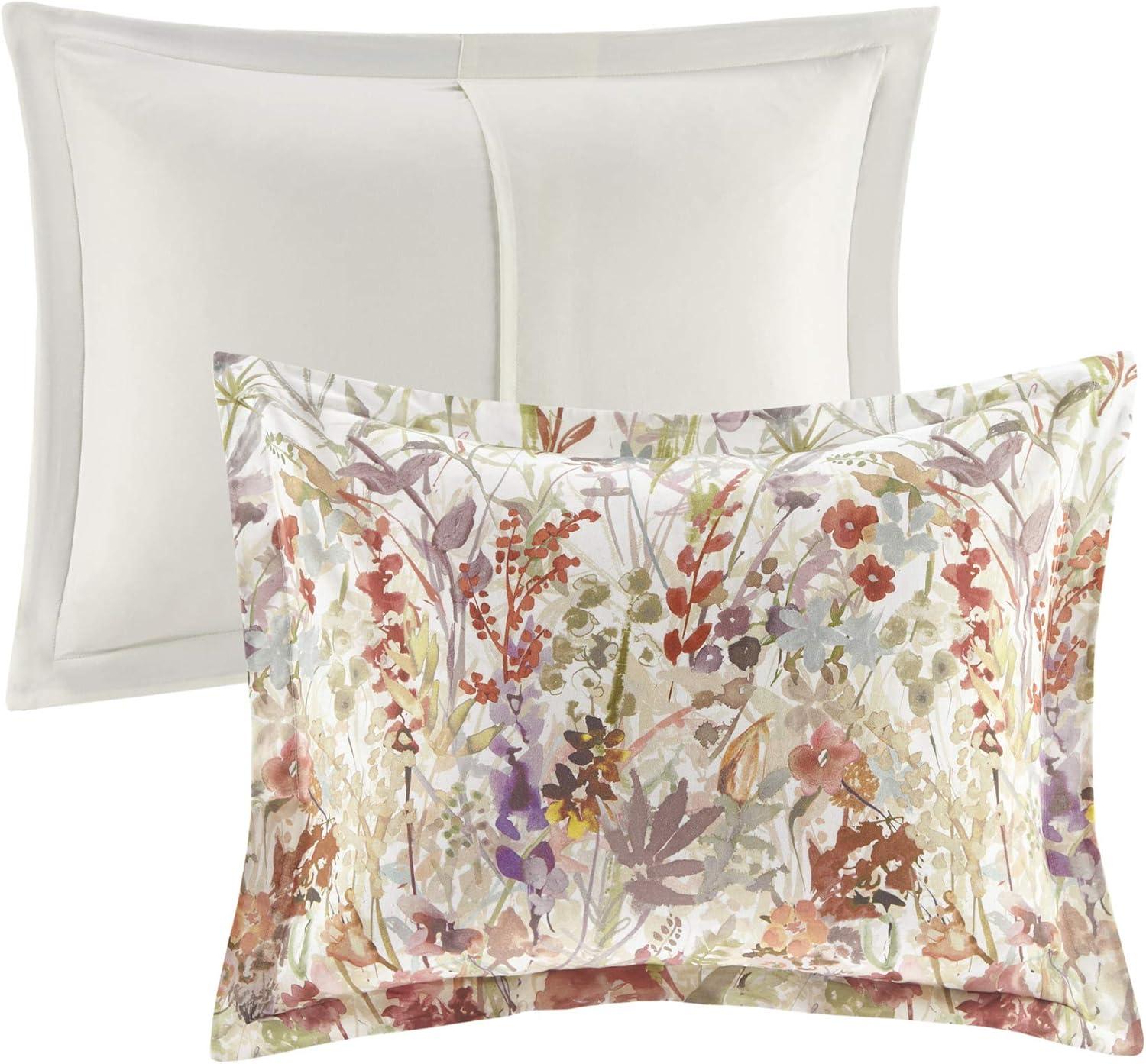 Mariana King/Cal King Cotton Watercolor Floral Duvet Cover Set