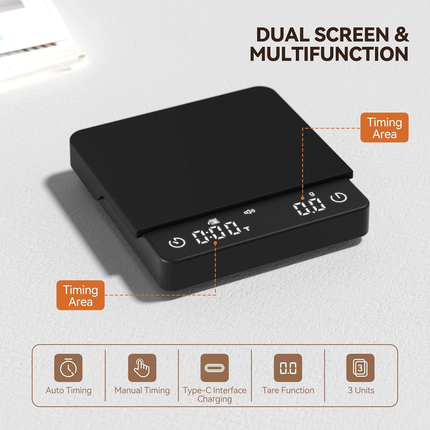 Mini Black Digital Coffee Scale with Timer and High Precision