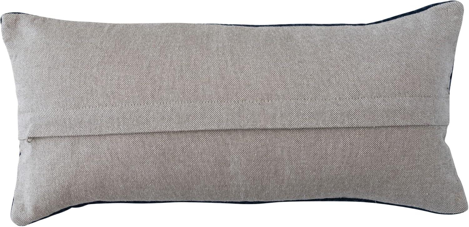 Creative Co-Op Cotton Velvet Embroidered Lumbar Pillow with Beetles and Chambray Back, Multicolor