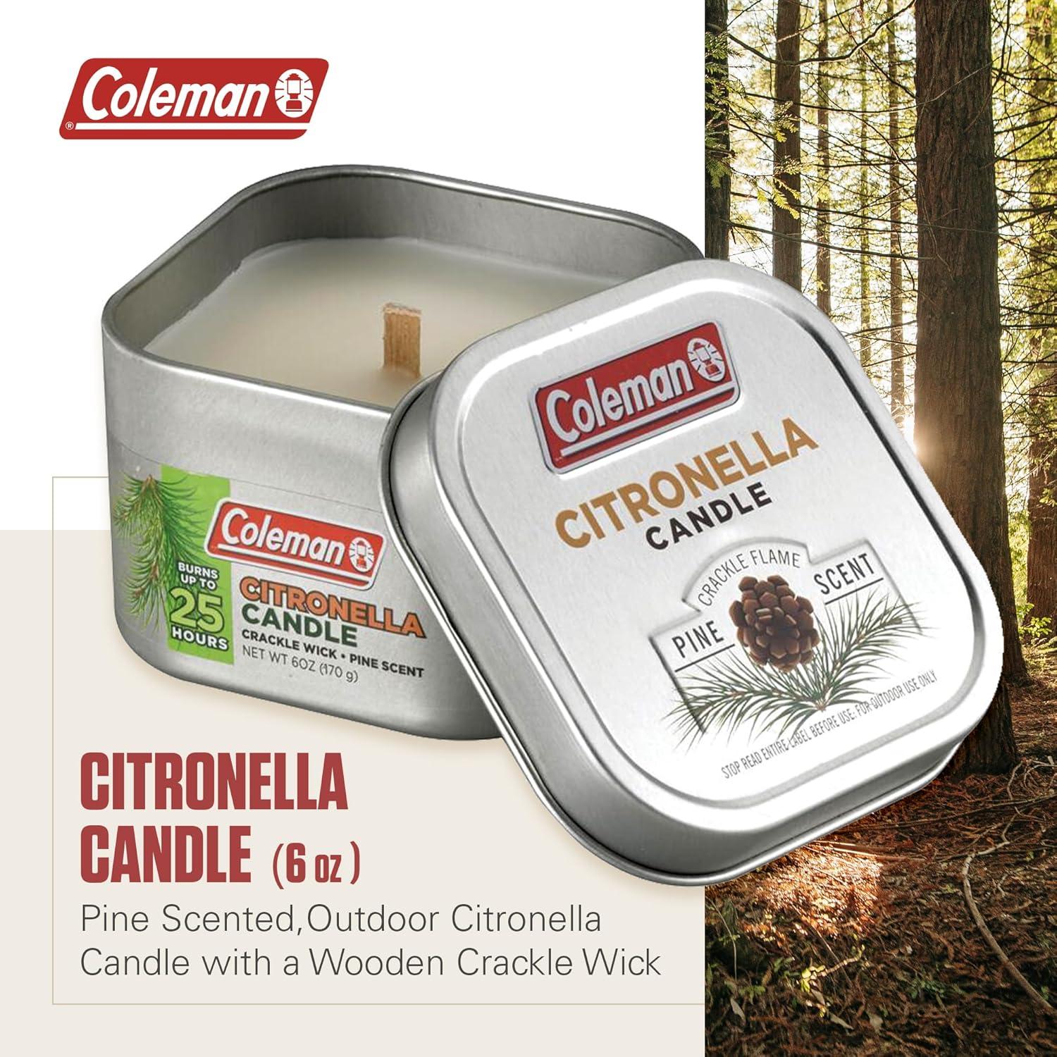 Coleman Repellents Pine Citronella Candle, 6 oz., Silver