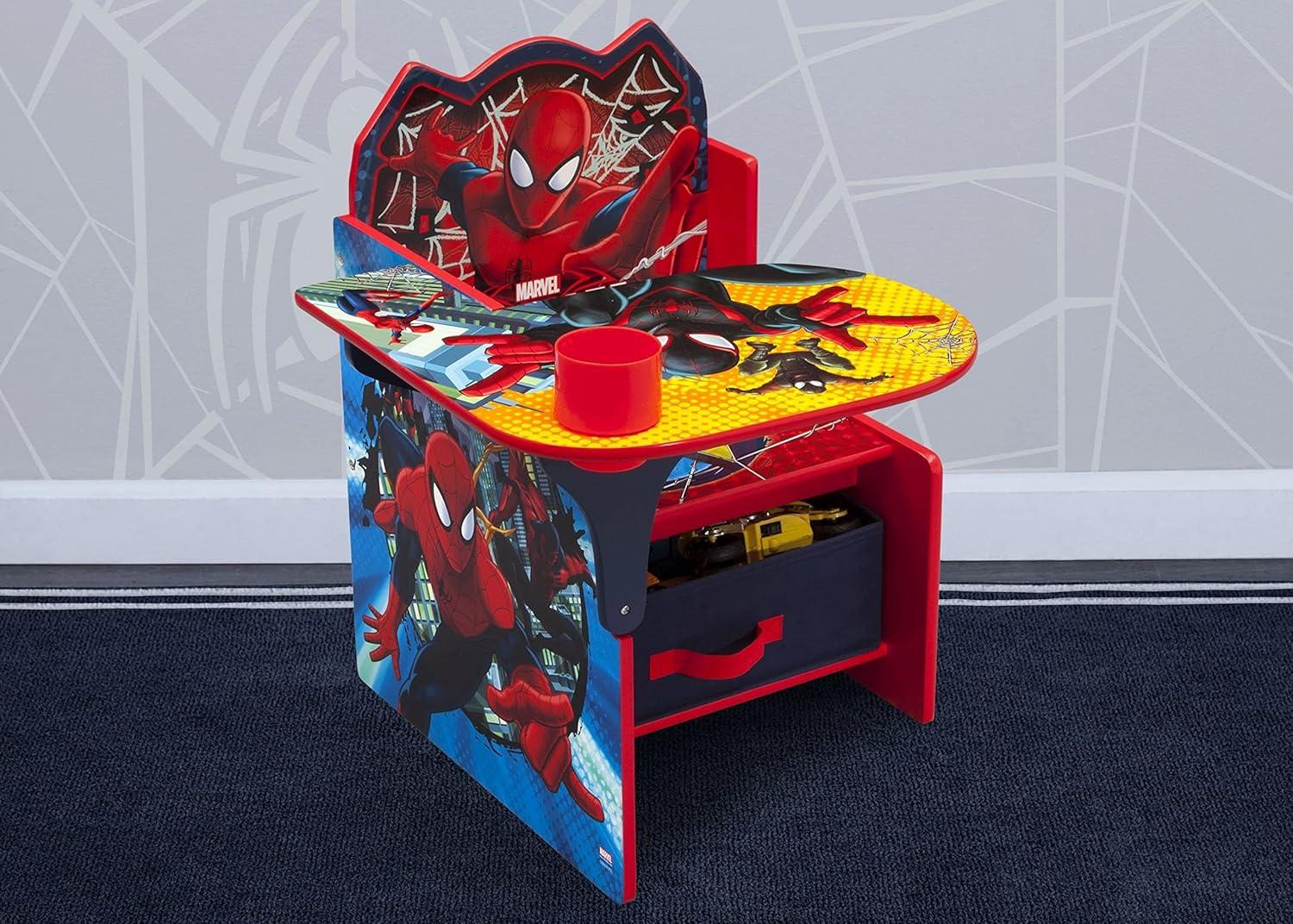 Marvel Spider-Man Chair Desk with Storage Bin by Delta Children, Greenguard Gold Certified