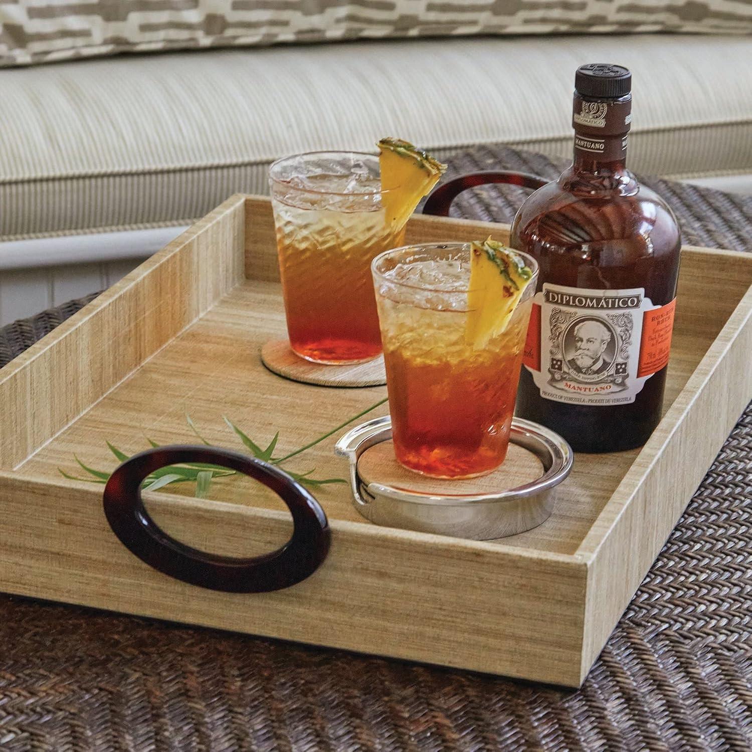 Mariposa Signature Vinyl Round 4 Piece Coaster Set With Holder