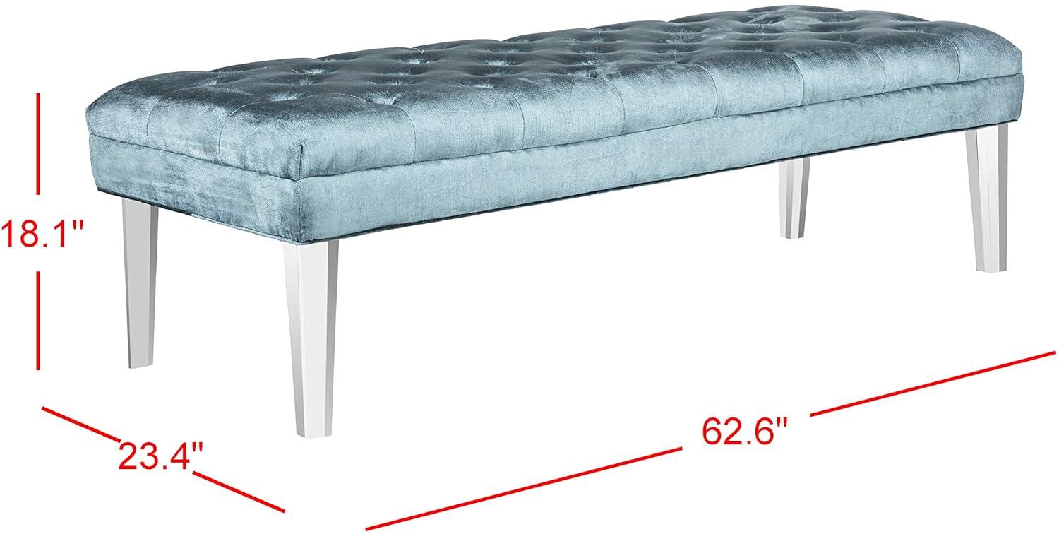 Abrosia Tufted Bench - Cyan - Safavieh