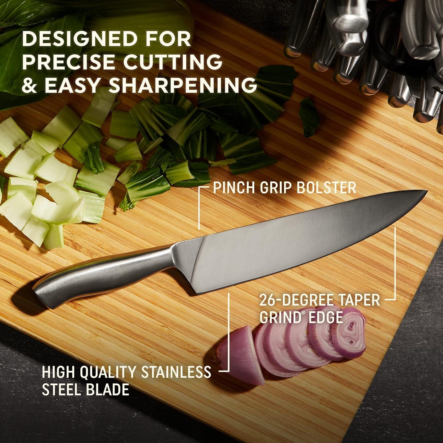 Chicago Cutlery Insignia Steel 18-Piece Kitchen Knife Block Set with Sharpener