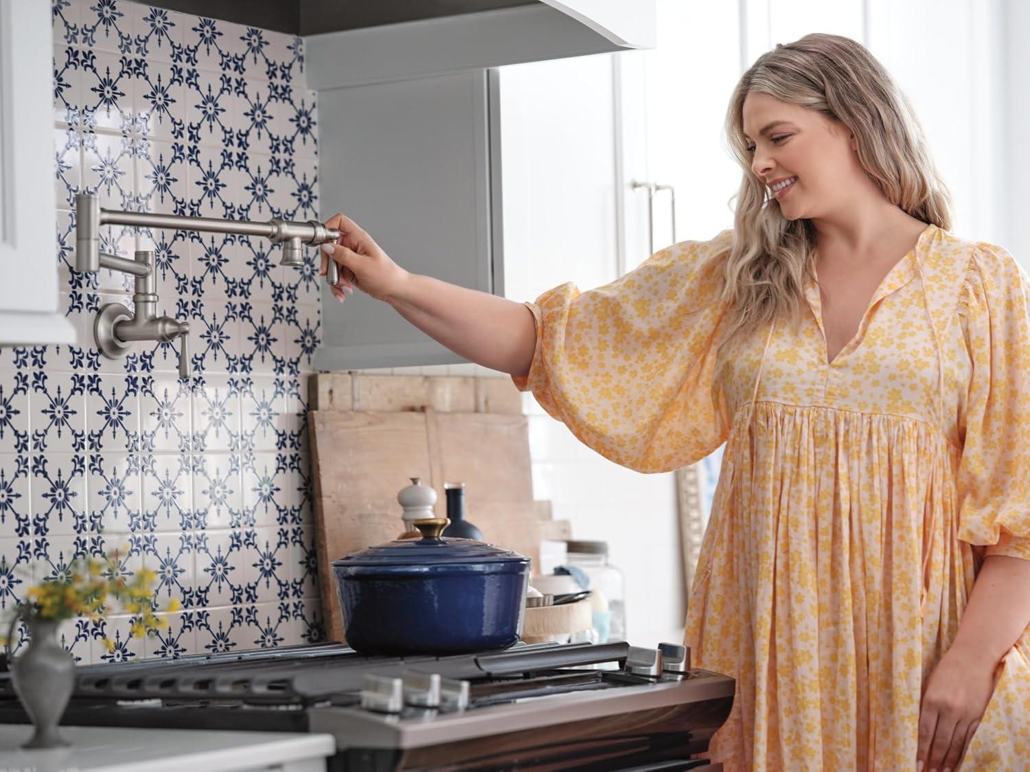 Moen Traditional Wall Mount Swing Arm Folding Pot Filler Kitchen Faucet