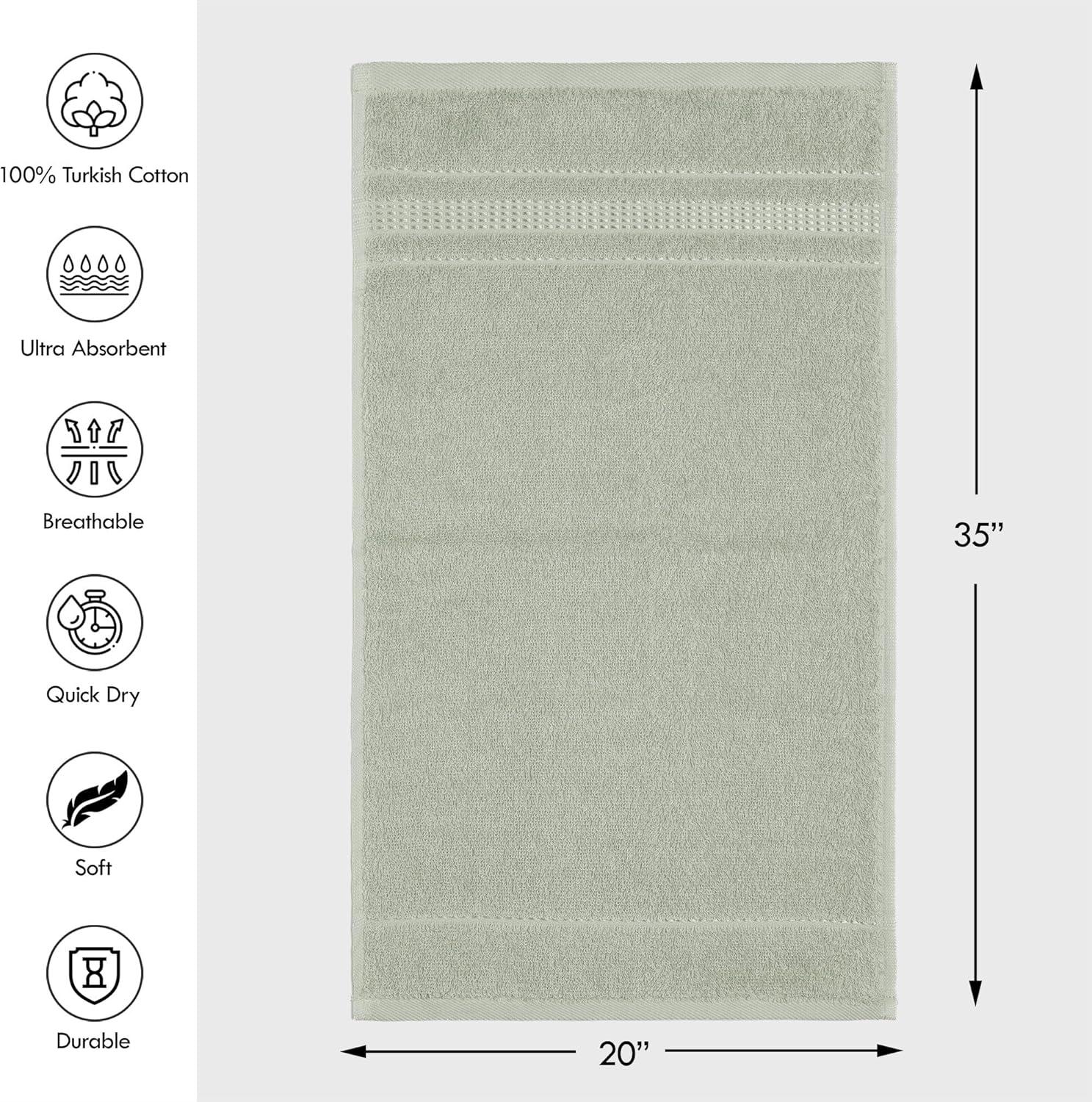 Melissa Linen, 2 Piece Hand Towel Pack Premium Cotton Soft Absorbent 20 x 35 in, Mint Green