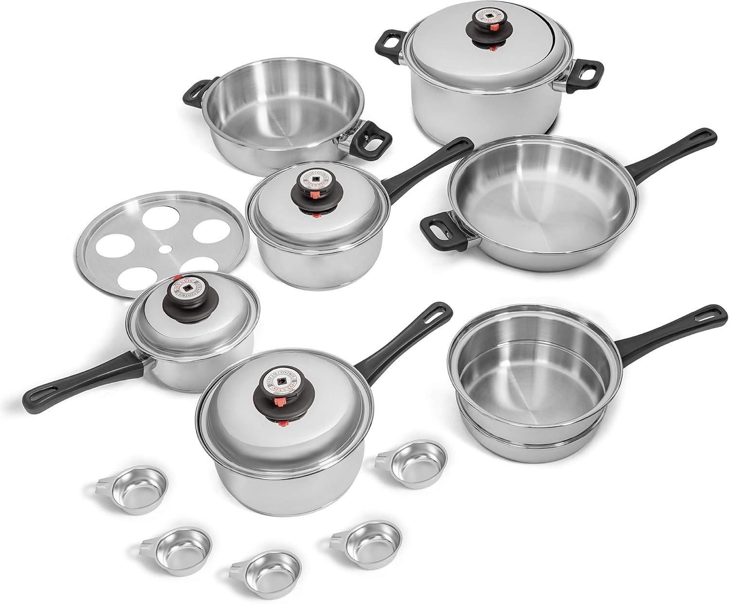 Maxam 17-Piece Stainless Steel Waterless Cookware Set