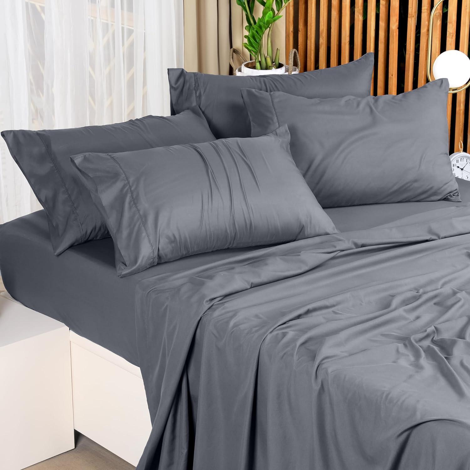 Utopia Bedding Solid 4 Piece Bed Sheets Set For Adults - Microfiber, Fade Resistant (Queen, Grey)