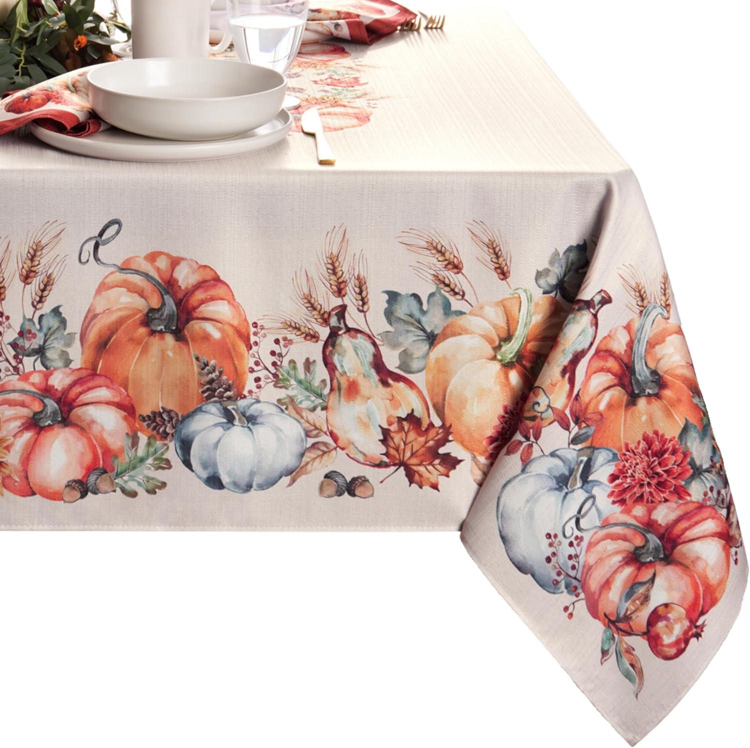 Botanical Harvest Pumpkin Graphic Rectangular Tablecloth 52x70