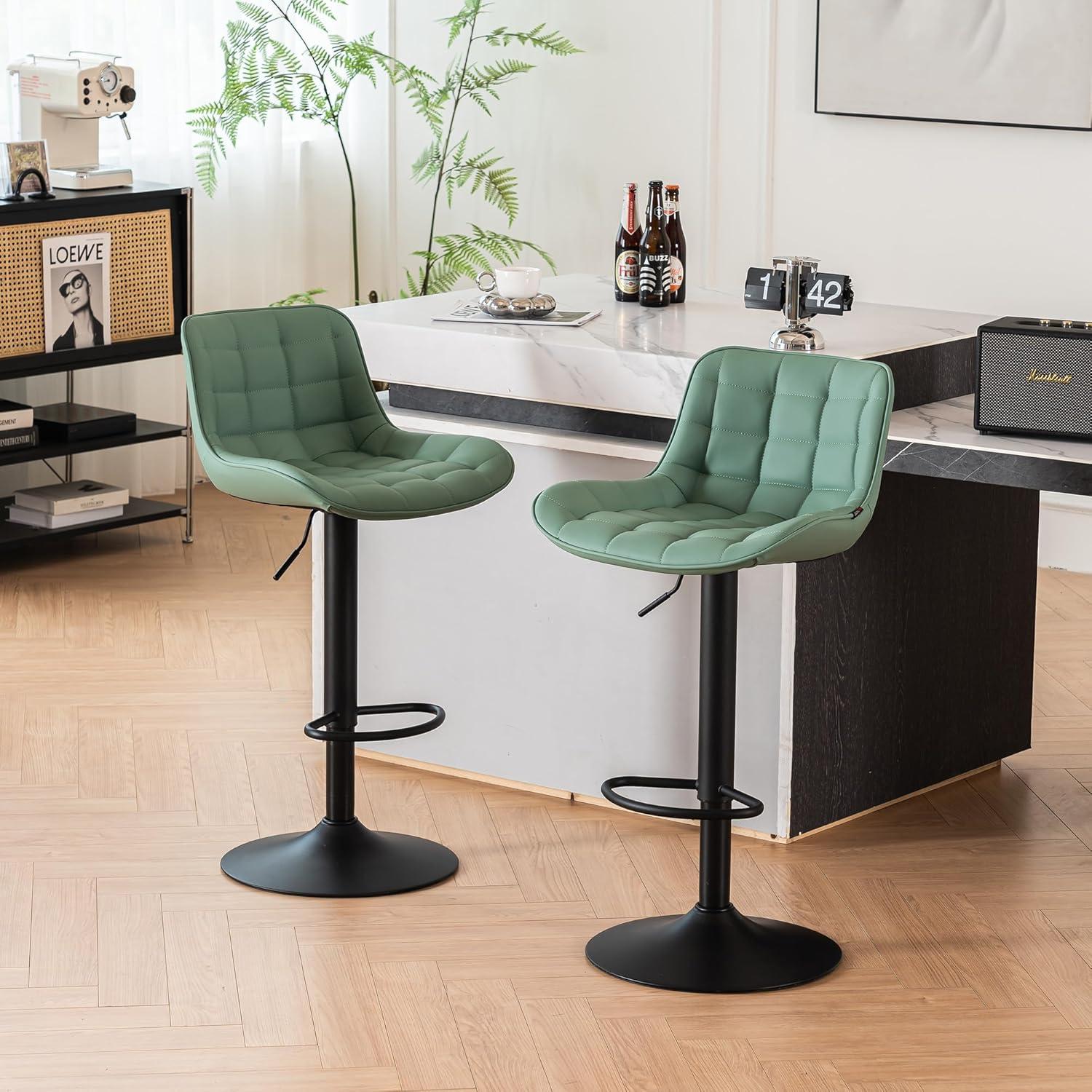 Kidol & Shellder Green Bar Stools Set of 2 Modern Kitchen Island Barstool