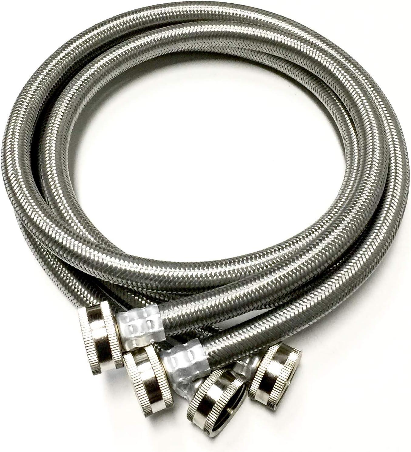 4 Foot Washing Machine Braided Stainless Steel Water Supply Hoses, 2 Pack, PM14X10005