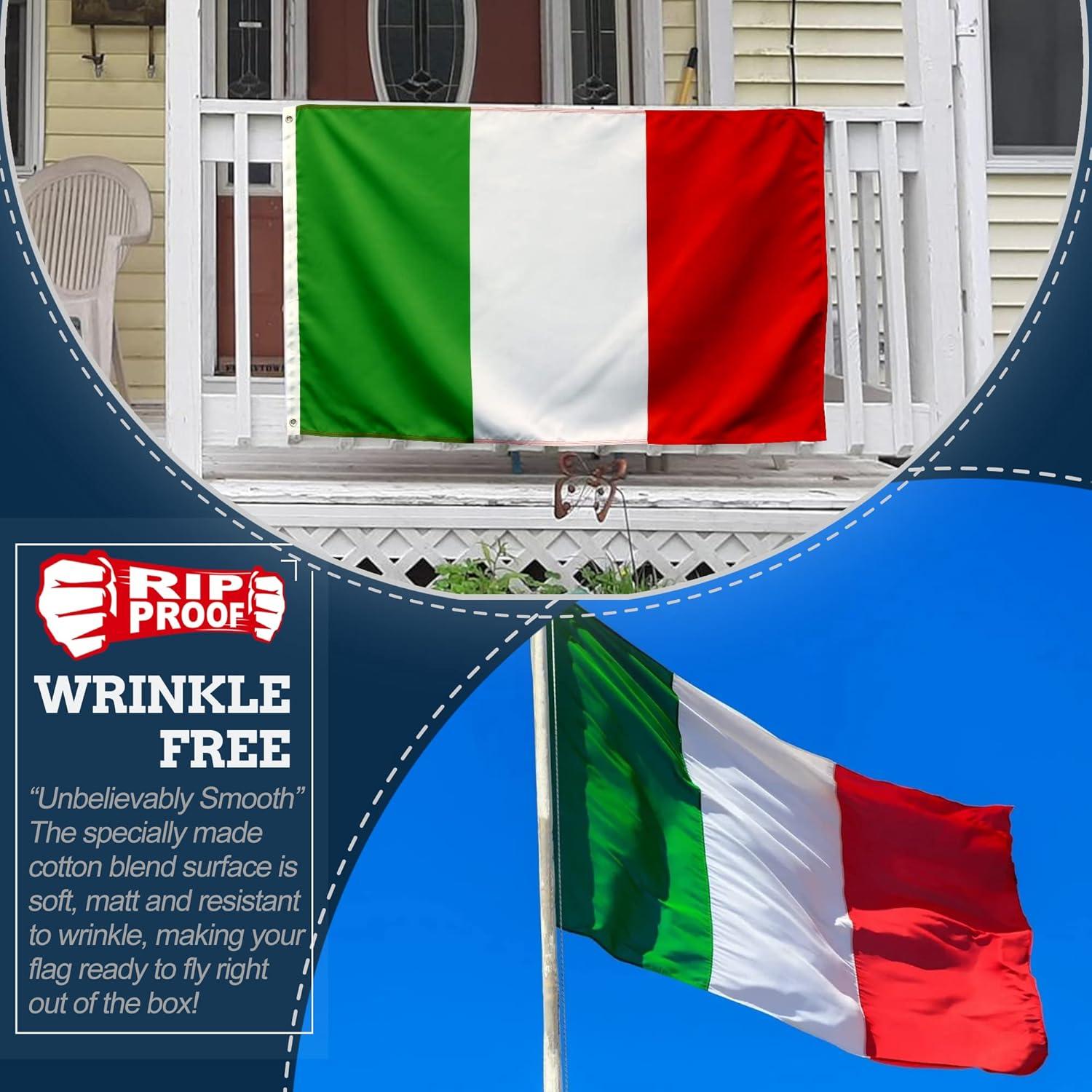 Anley 3 x 5 Ft Italy Flag Rip-Proof Technology Double Sided 3-Ply Italian Flags