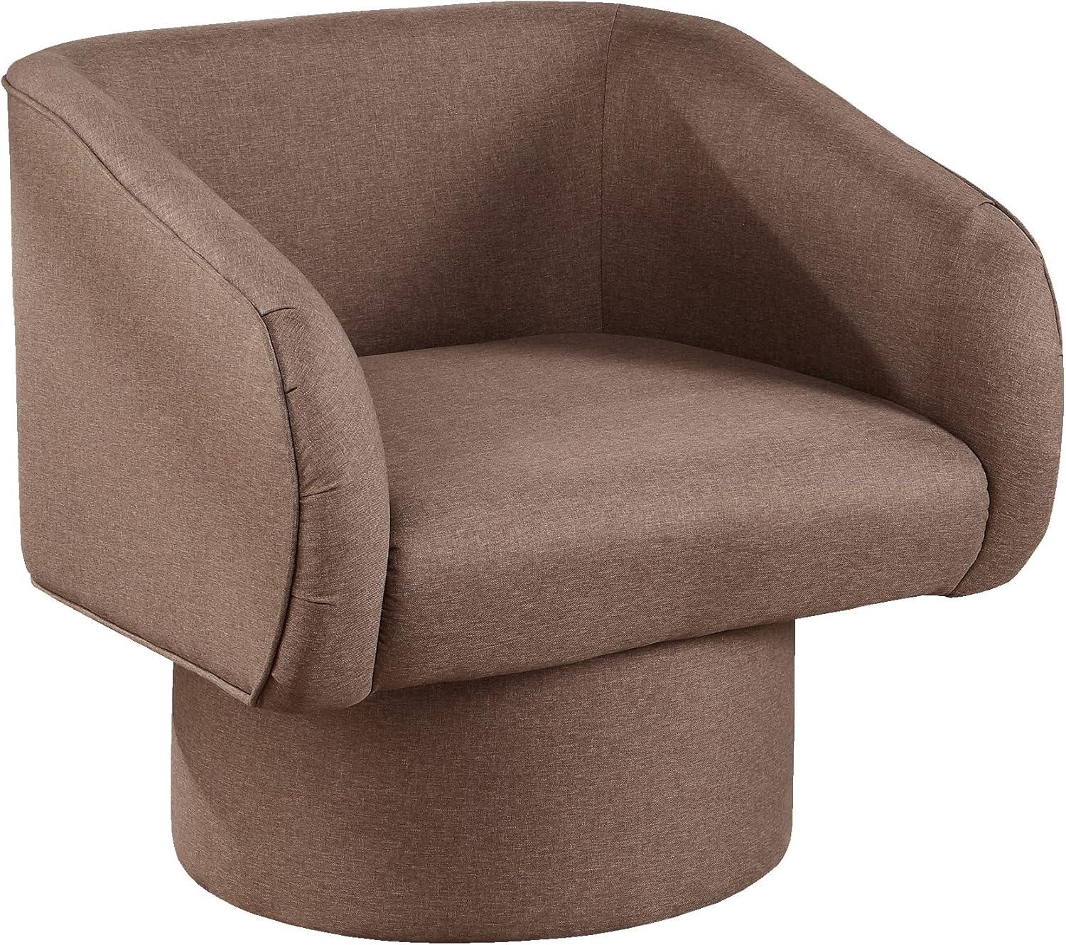 Light Coffee Barrel Swivel Accent Chair with Fabric Upholstery