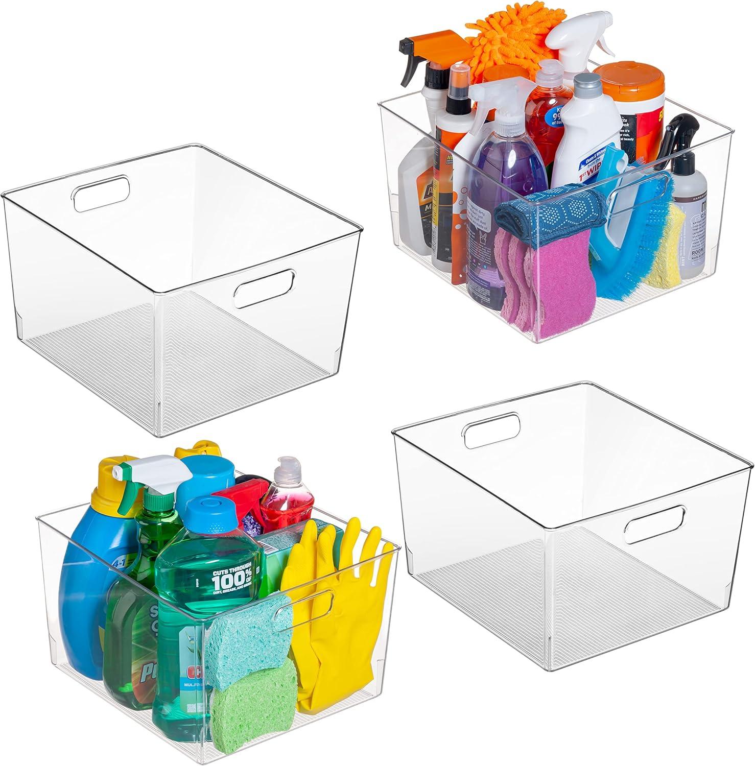 Clear BPA-Free Stackable Plastic Storage Bins - 4 Pack