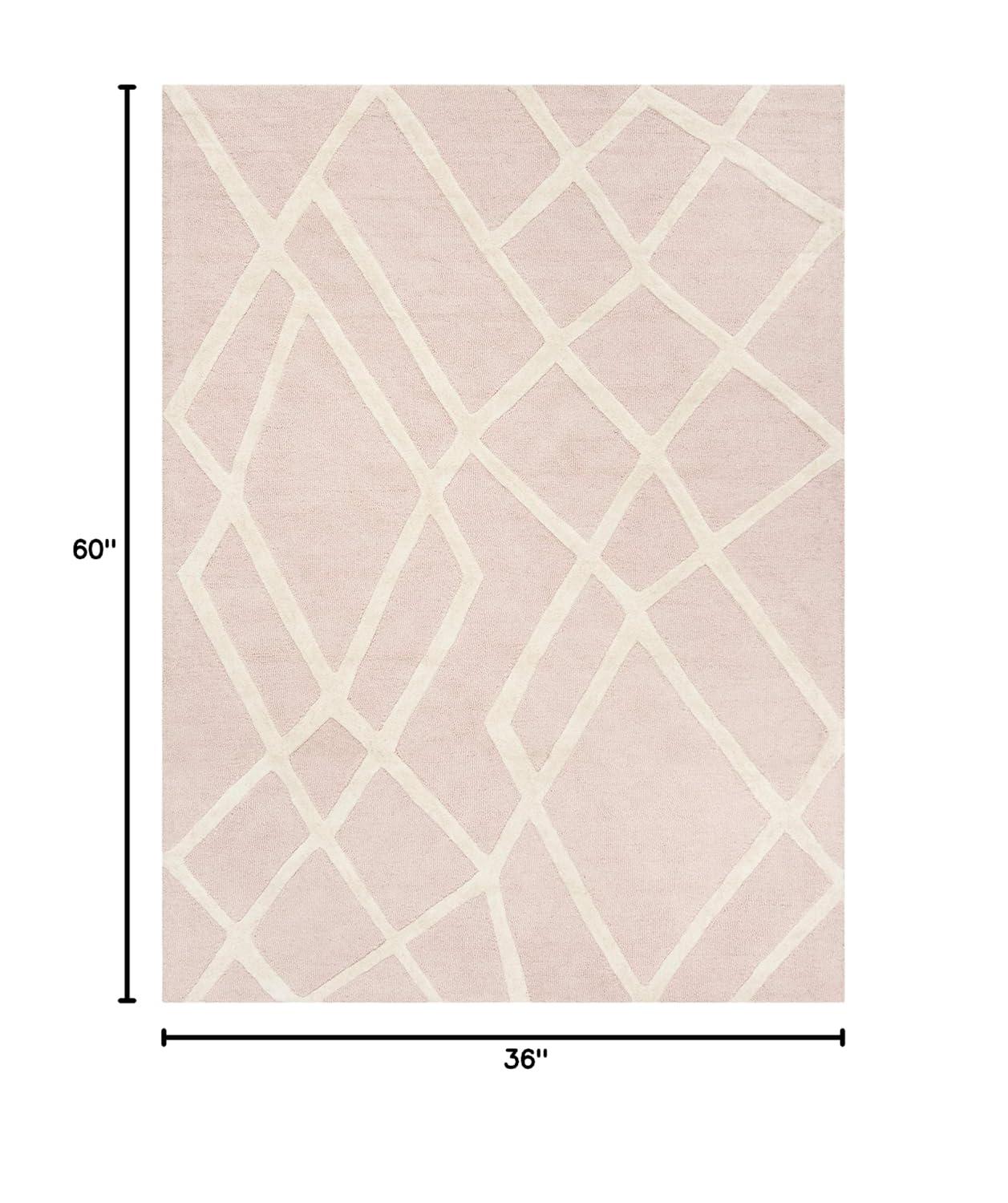 SAFAVIEH Kids Abstract Wool Area Rug, Pink/Ivory, 3' x 5'