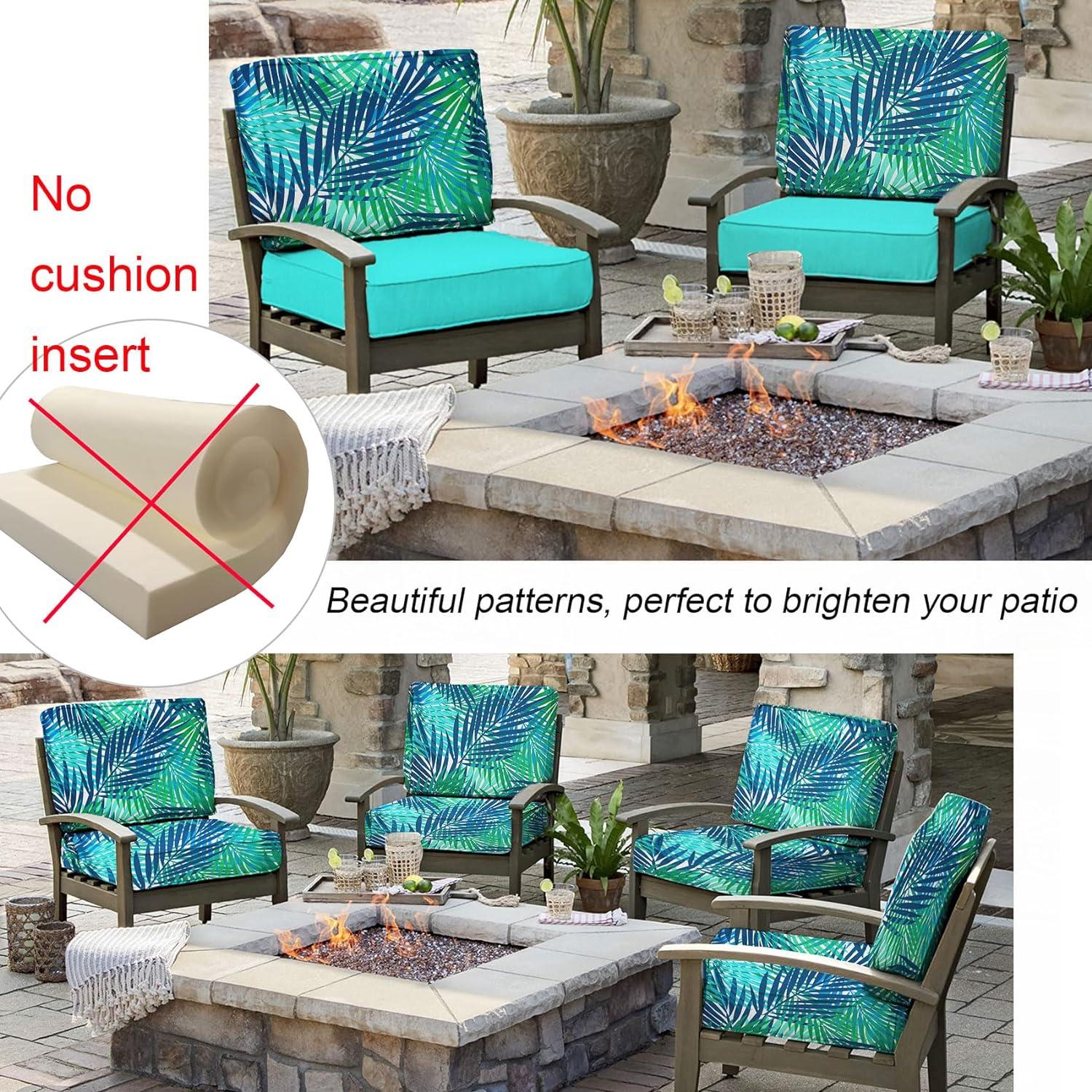 NettyPro Patio Cushion Covers Replacement 2 Pack Water Repellent UV Resistant Outdoor Chair Seat Cushion Slipcover, 20 x 18 x 4 Inch