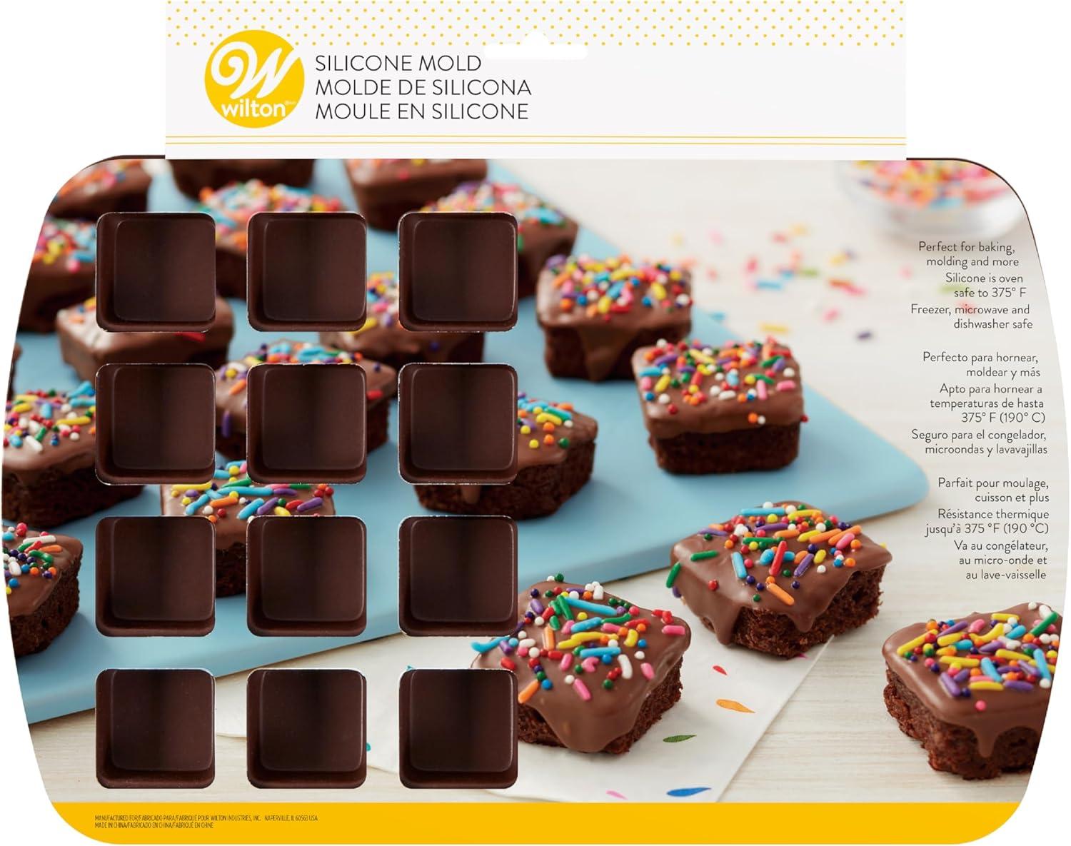 Non-stick Brown Silicone Square Baking Mold, 24-Cavity