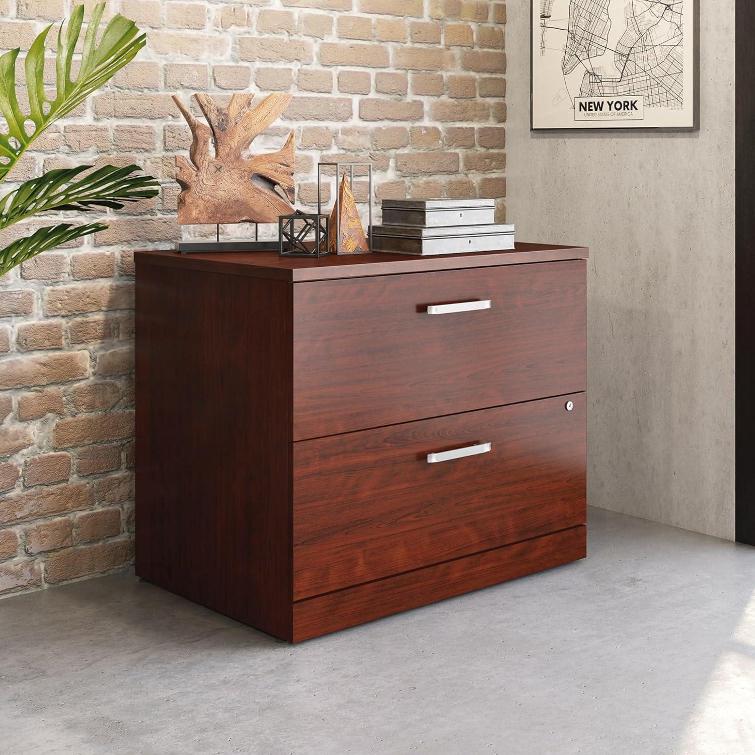 Classic Cherry 2-Drawer Lockable Lateral Filing Cabinet