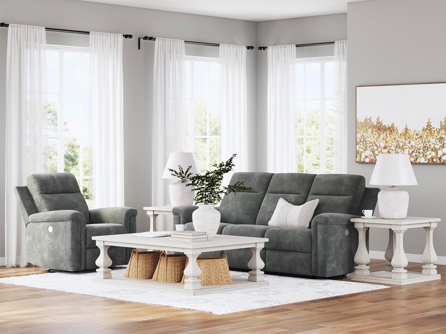 Gray Fabric Power Reclining Sectional Sofa
