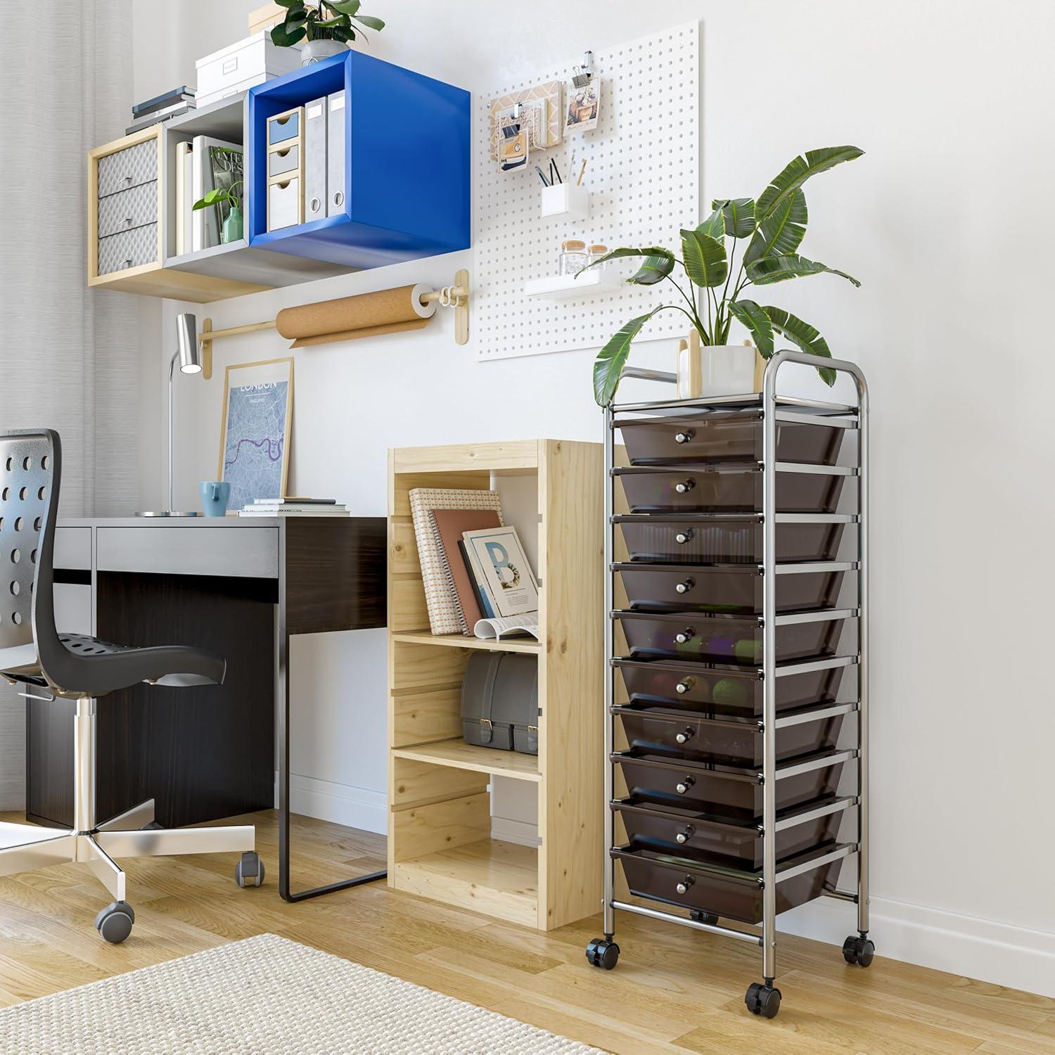10-Drawer Organizer Cart, Black by Seville Classics