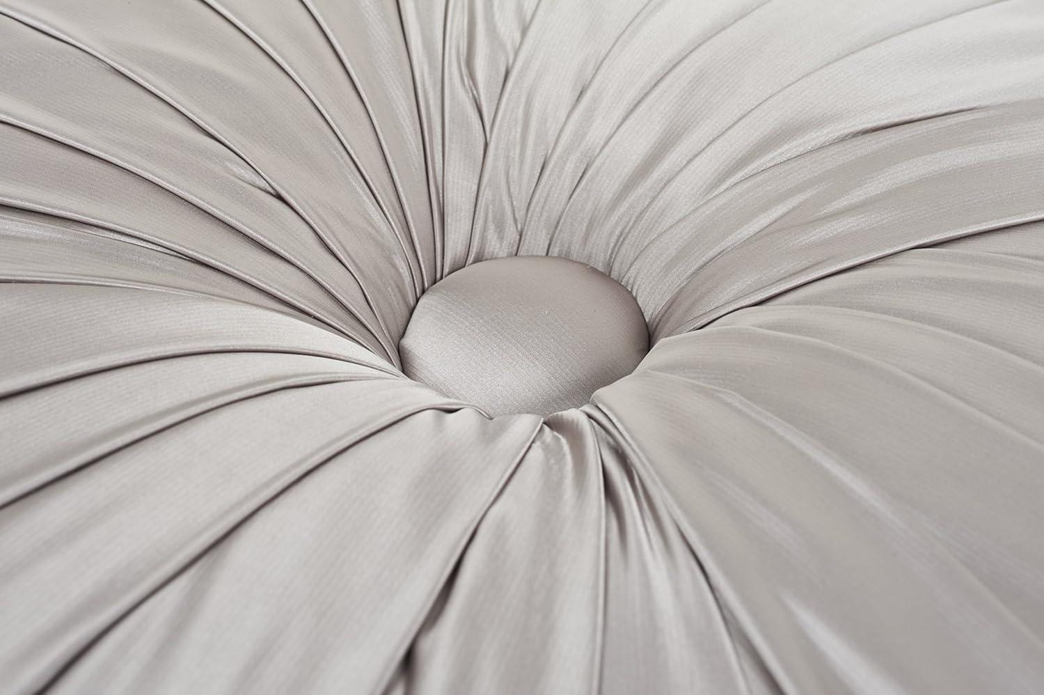 Gracie Pleated Decorative Ottoman Satin, Flint Grey Satin