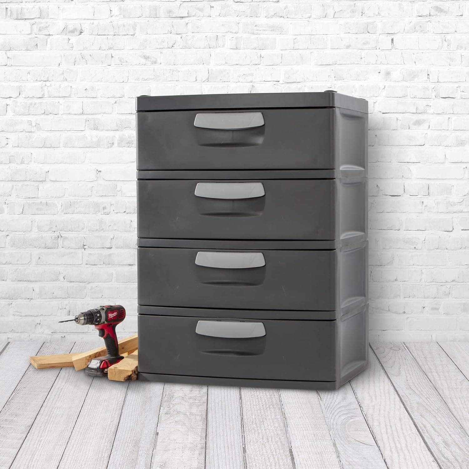 Sleek Modular 4-Drawer Organizer in Flat Gray, Stackable Design