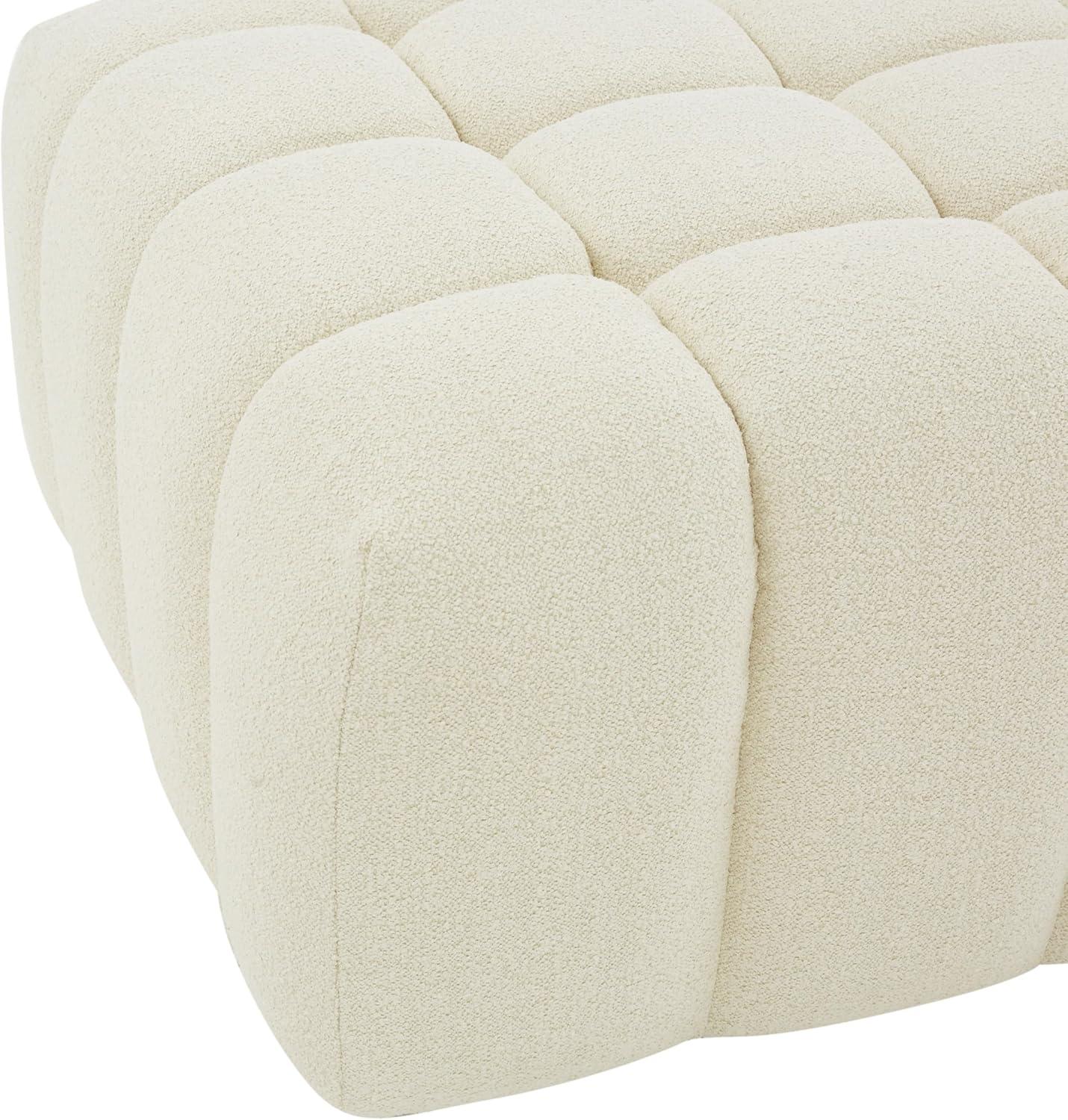 SAFAVIEH Couture Calyna Modern Boucle Tufted Ottoman, Cream