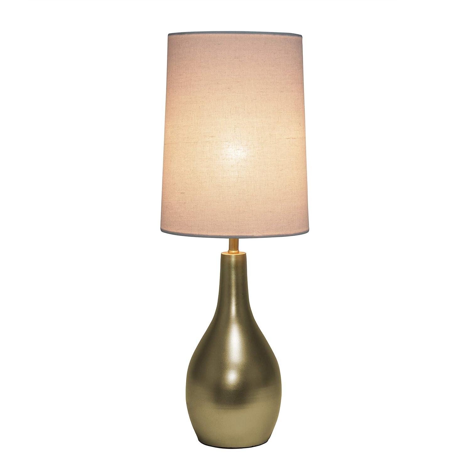 1 Light Tear Drop Table Lamp Gold - Simple Designs: Bedside, No Assembly Required, UL Listed, Cotton Shade