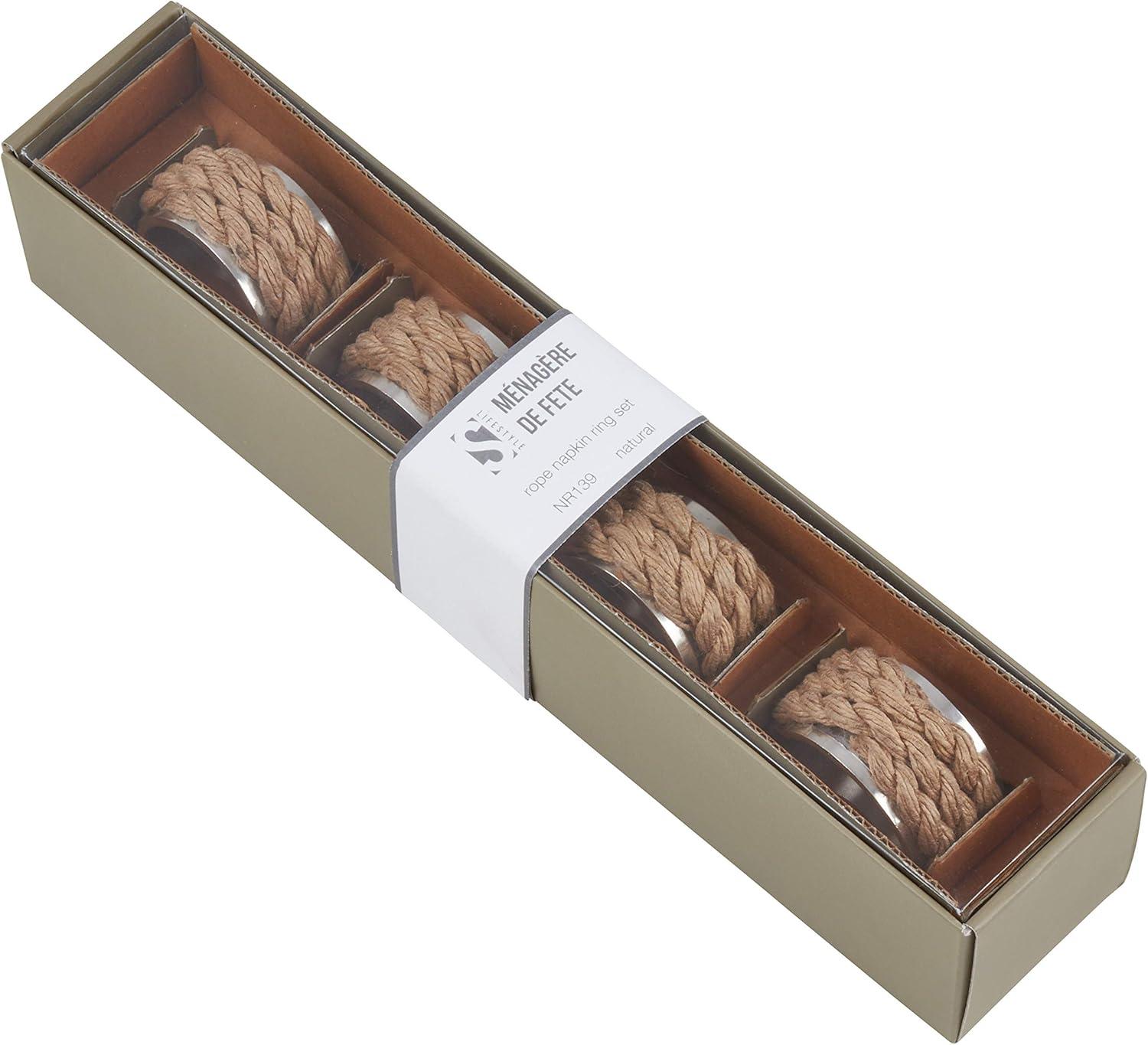 Saro Lifestyle Rope Napkin Ring, Natural (Set of 4)